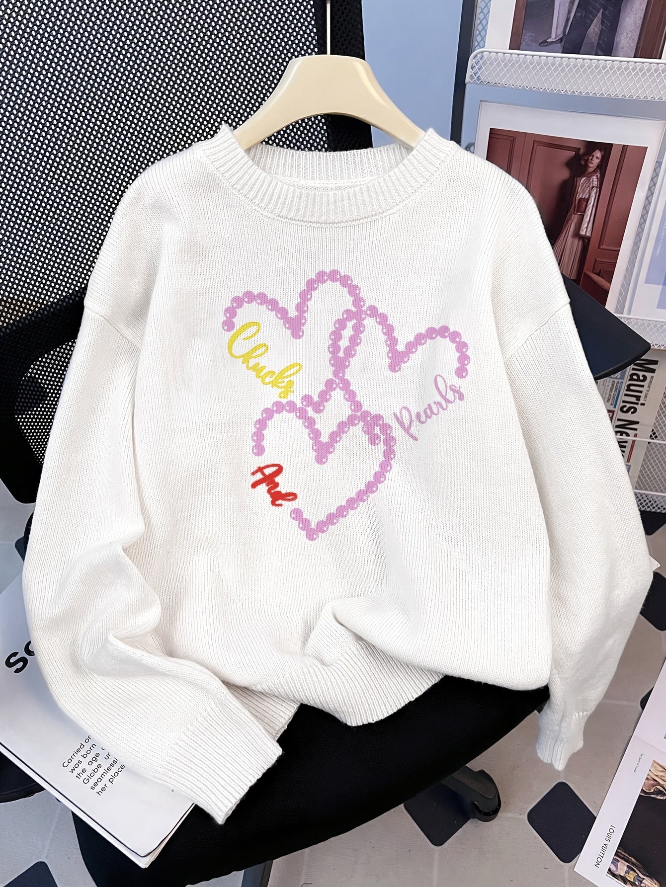 Blush Pearl Heart Sweater