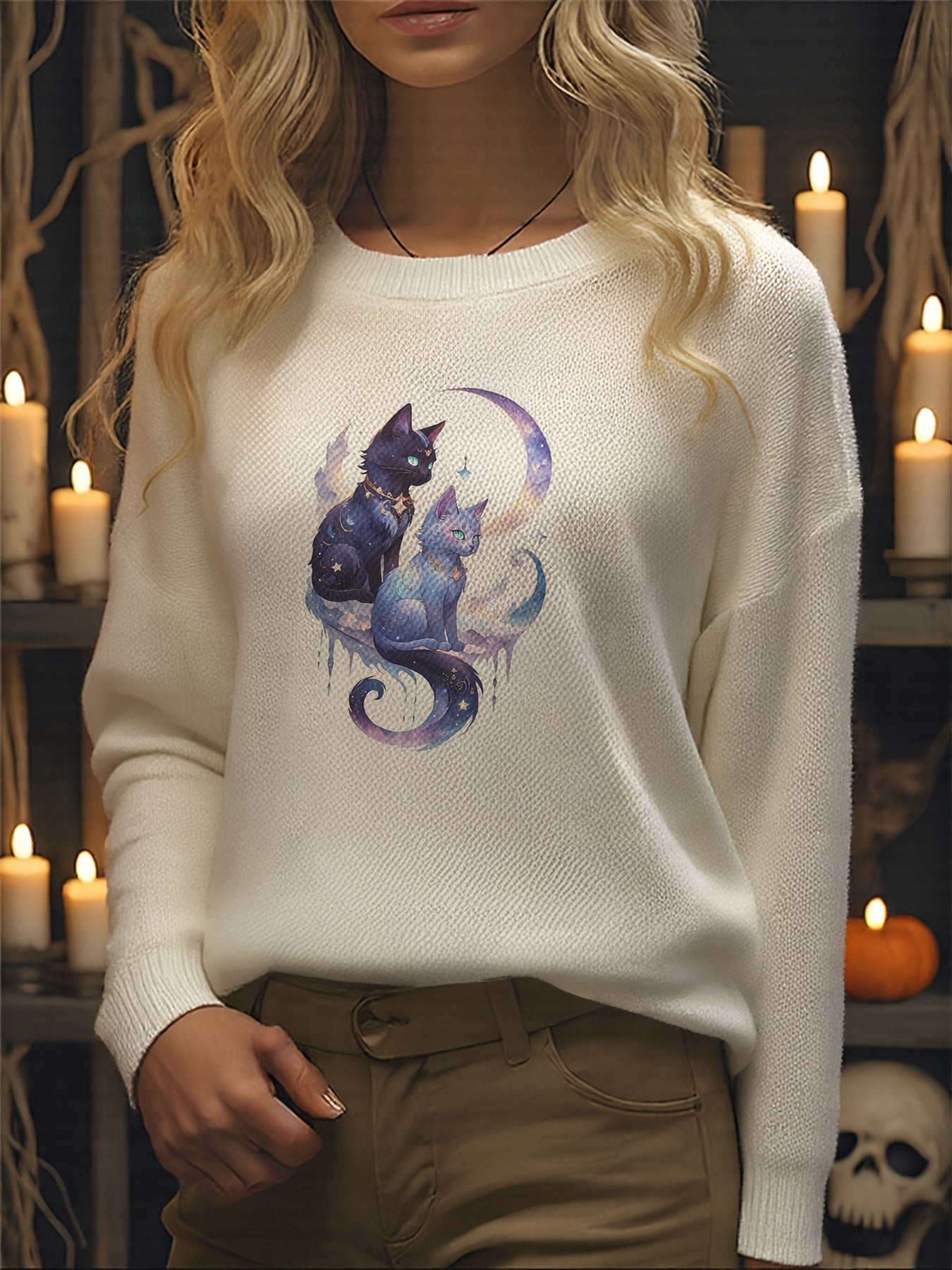 Moonlit Meow Magic Sweater