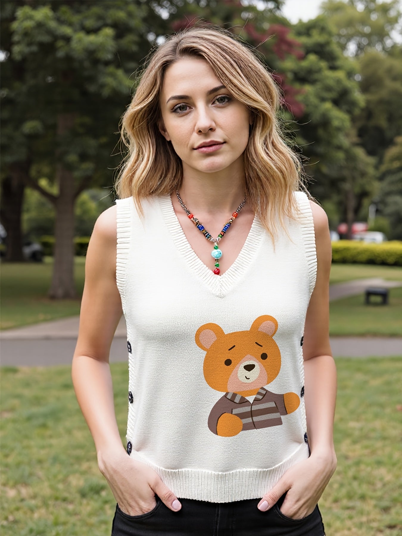 Cozy Sweater Bear Vest
