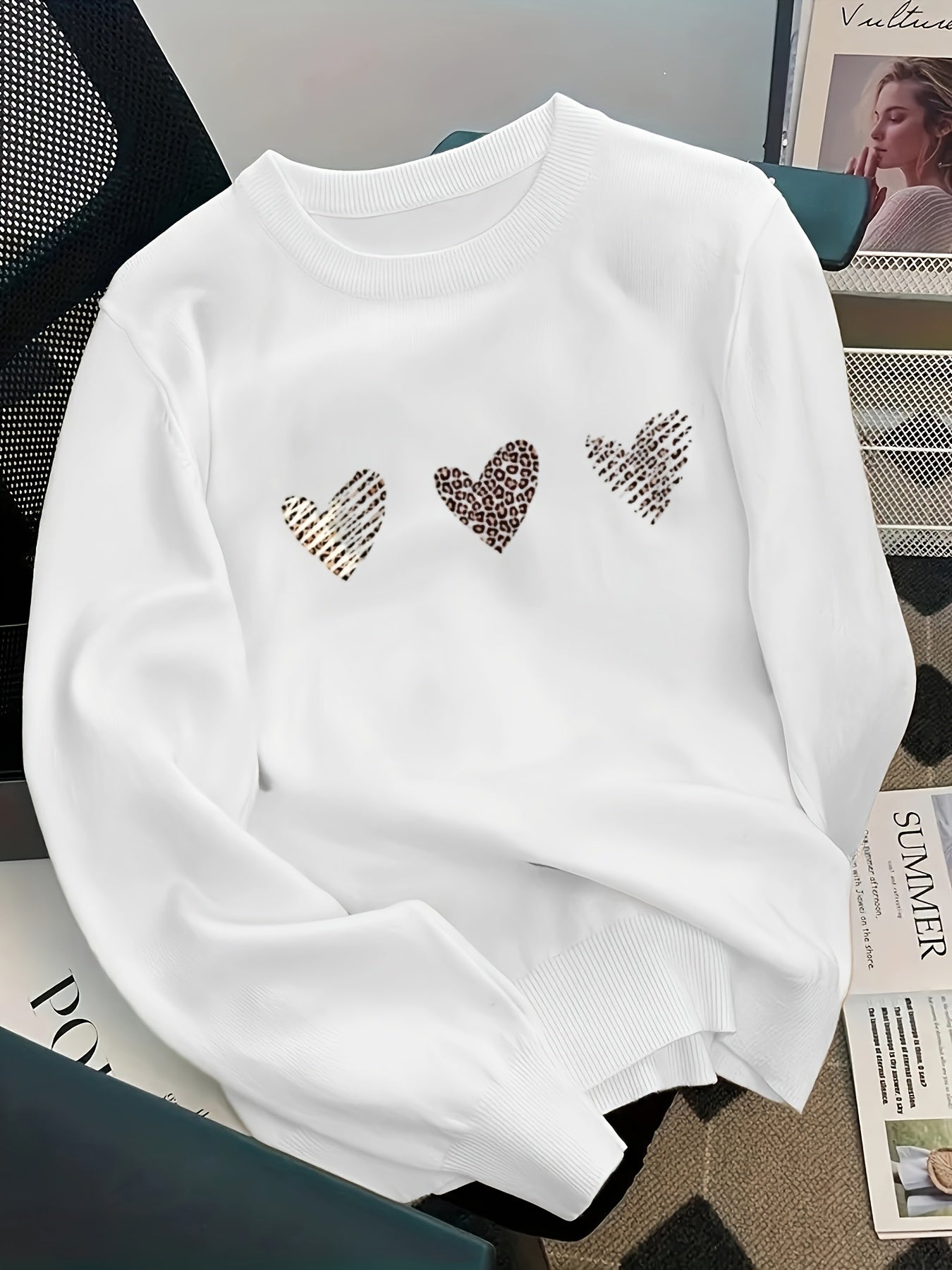 Textured Hearts Sweater