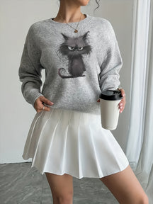 Fluffy Midnight Cat Sweater