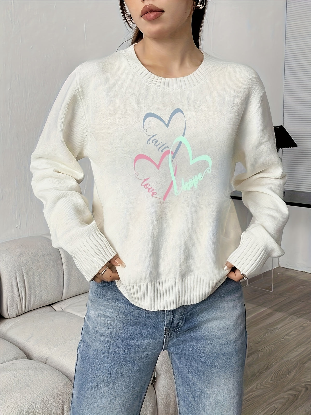 Tricolor Heartbeat Sweater