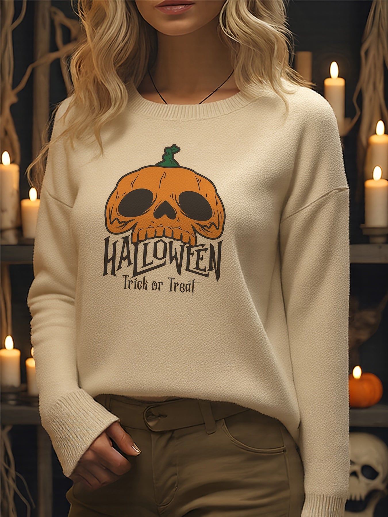 Skully Pumpkin Sweater