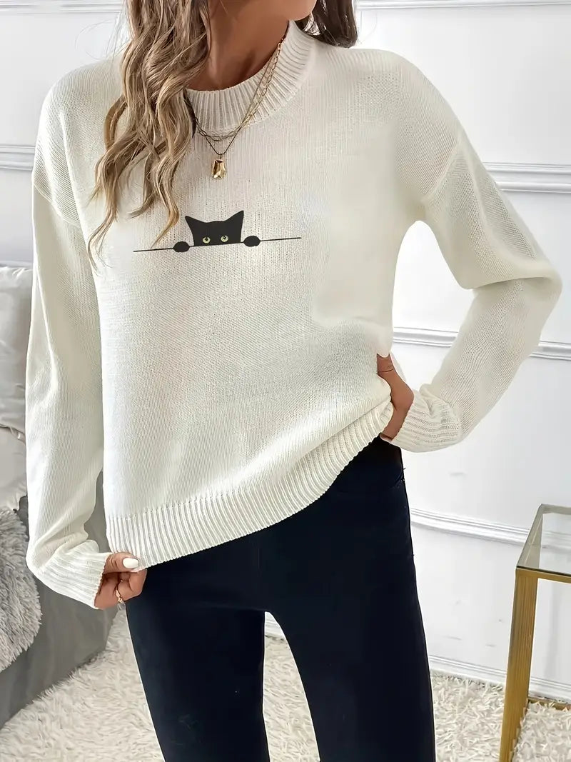 Meow in Black Sweater