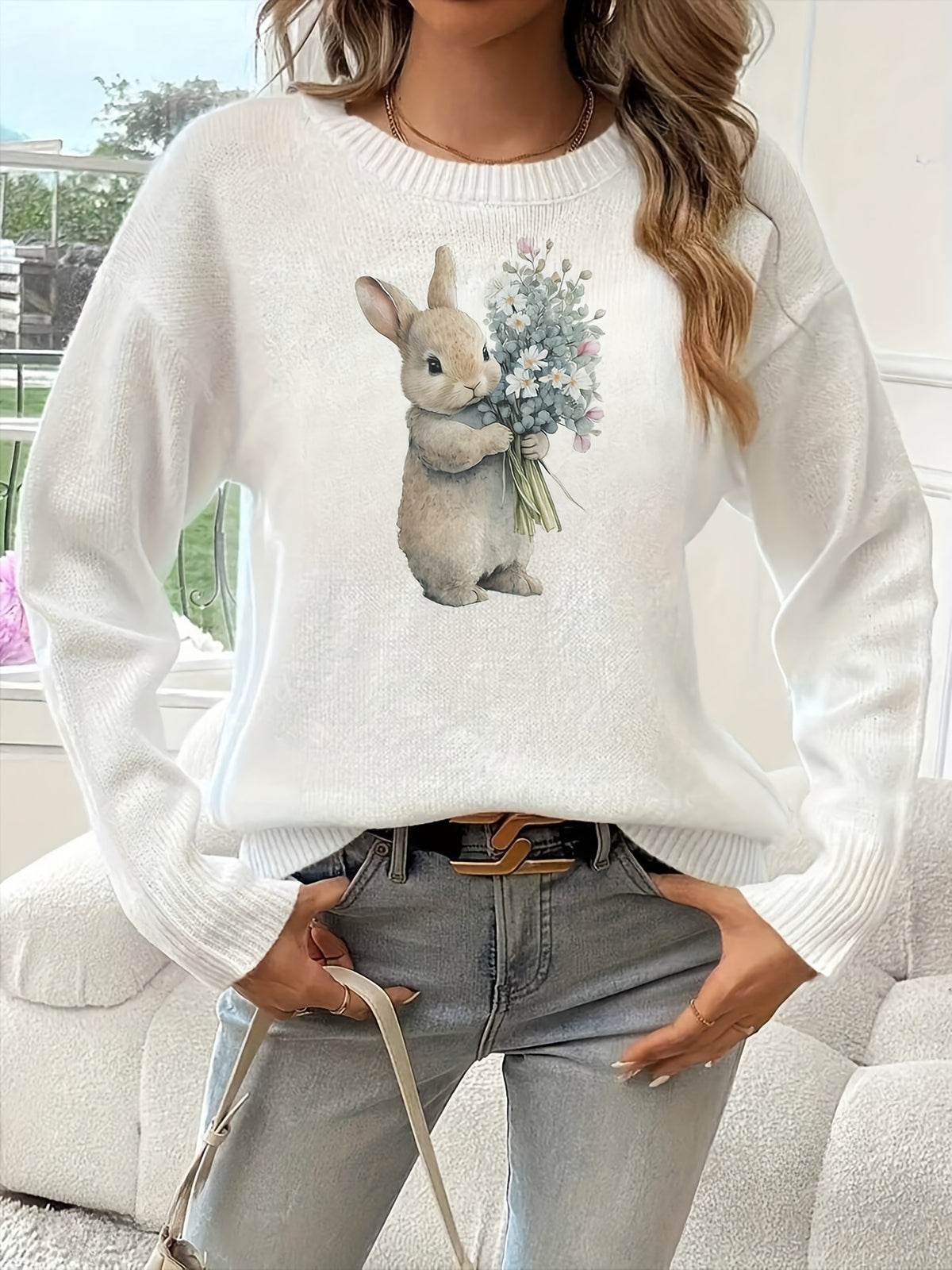 Floral Bunny Sweater