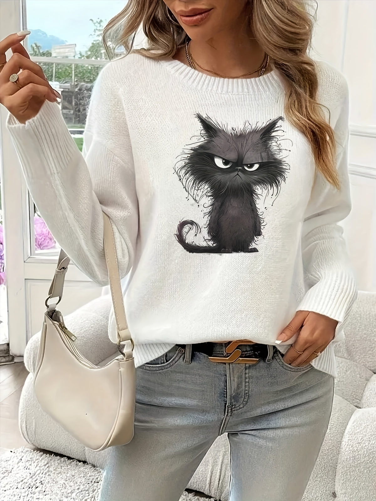 Fluffy Midnight Cat Sweater