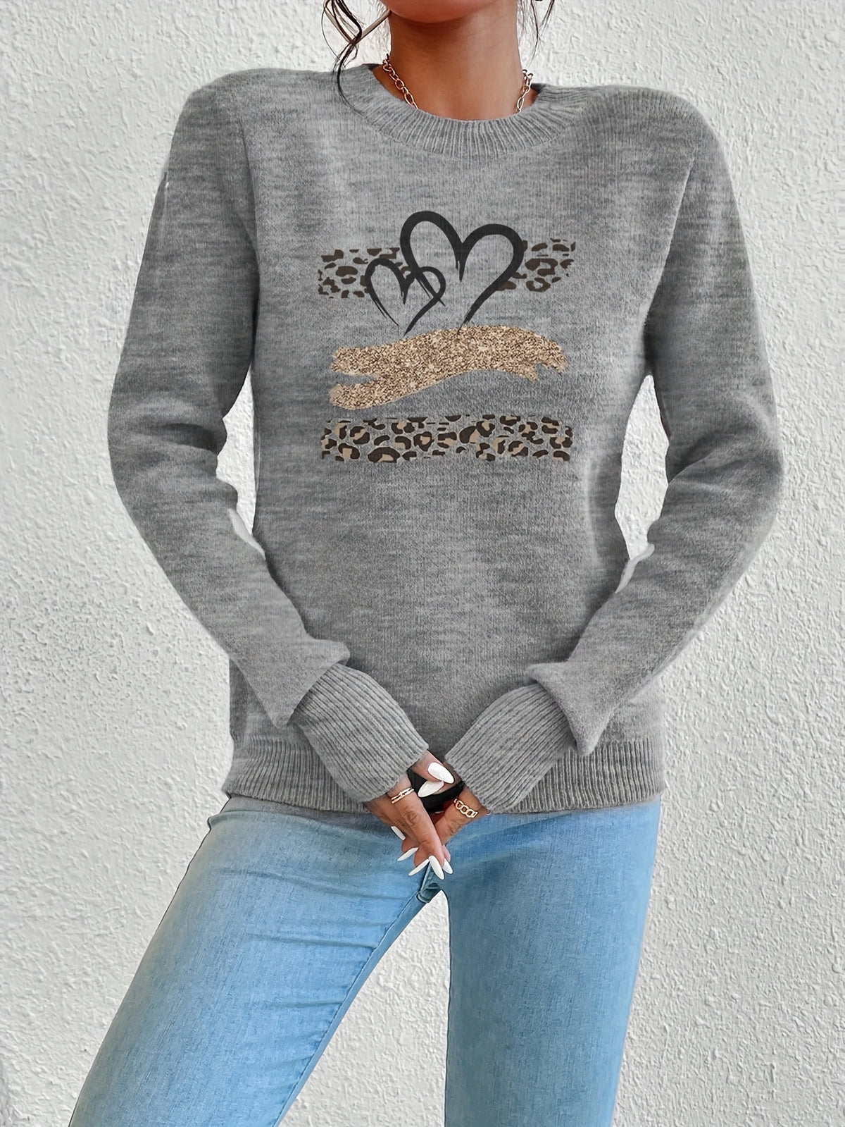 Leopard Heart Sweater