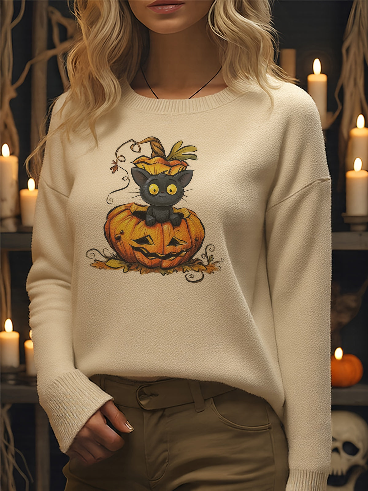 Pumpkitten Party Sweater