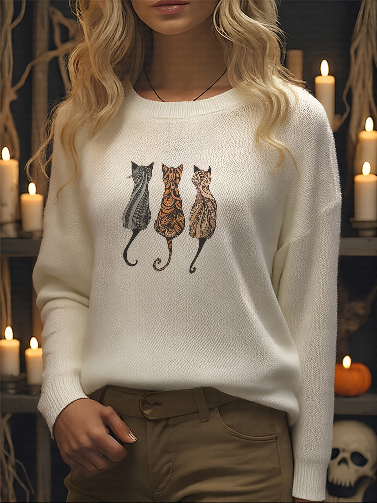 Patterned Purr Parade Sweater