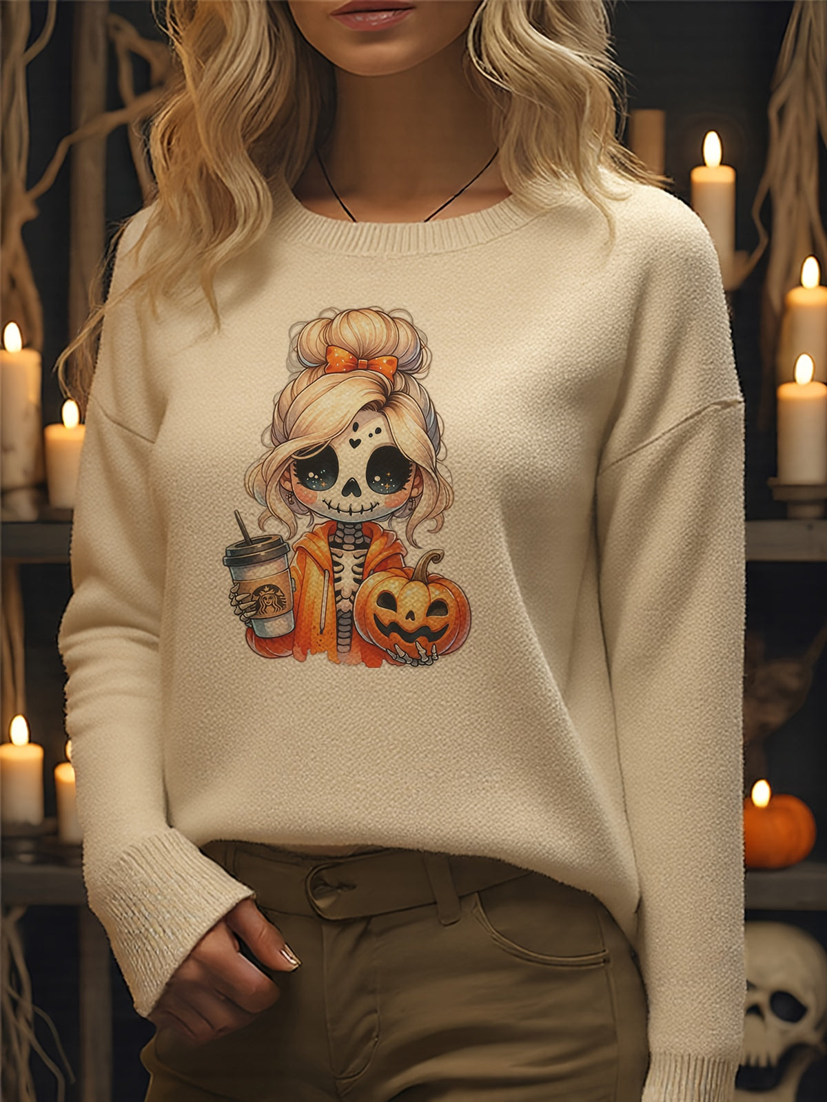 Pumpkin Spice & Bones Sweater