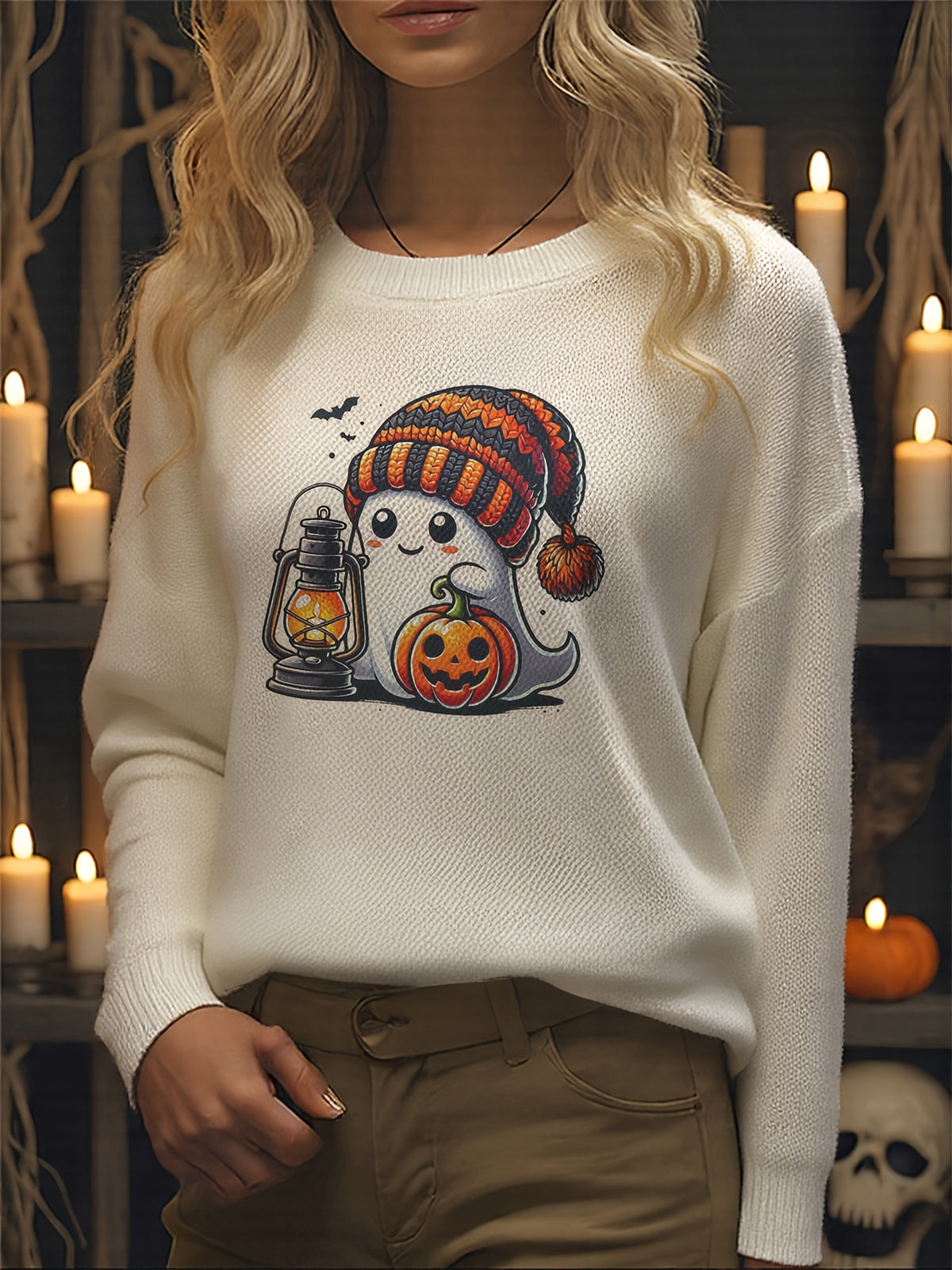 Pumpkin Cap Boo Sweater