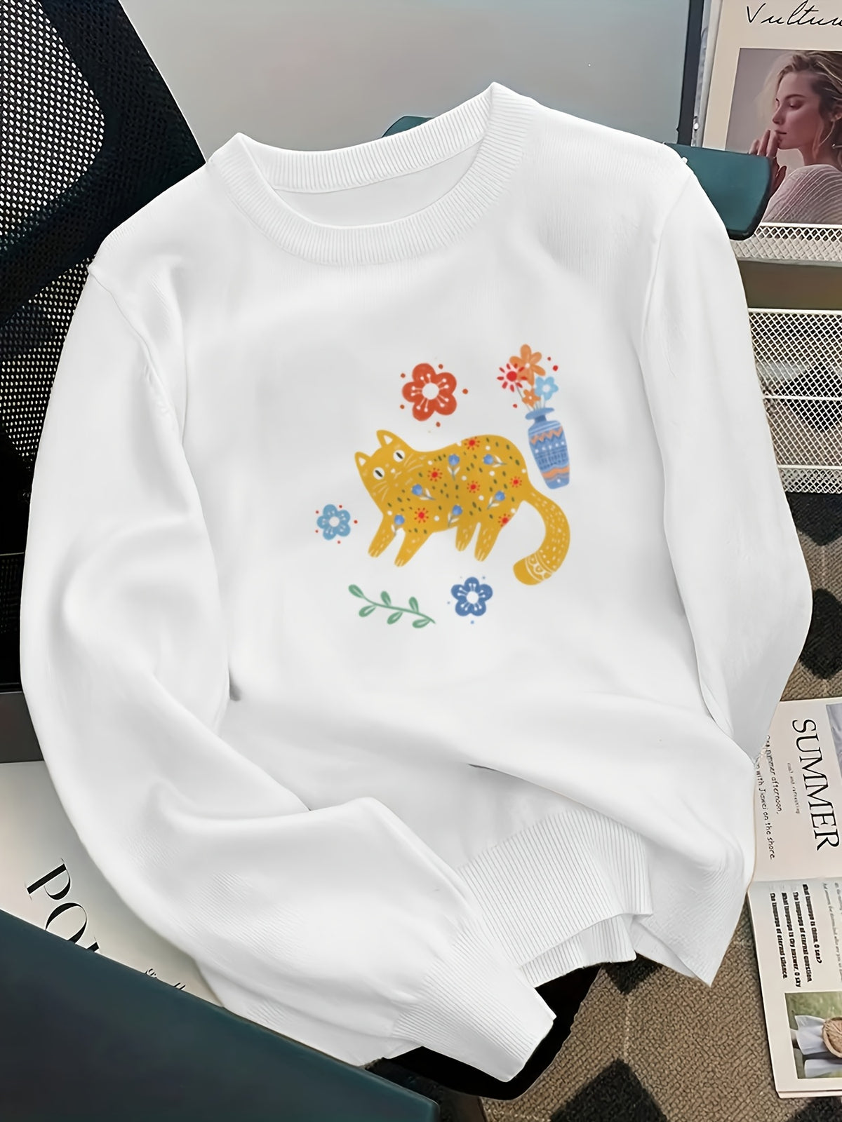 Floral Feline Sweater