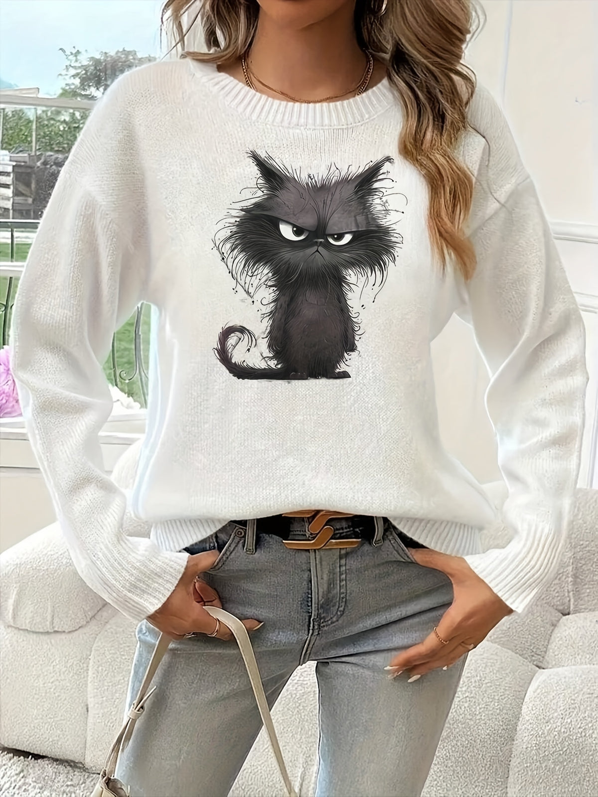 Fluffy Midnight Cat Sweater