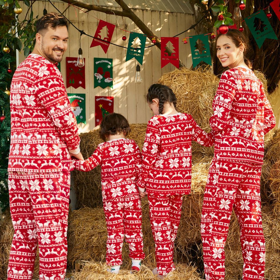 Red Christmas Deer Matching Family Pajama Set