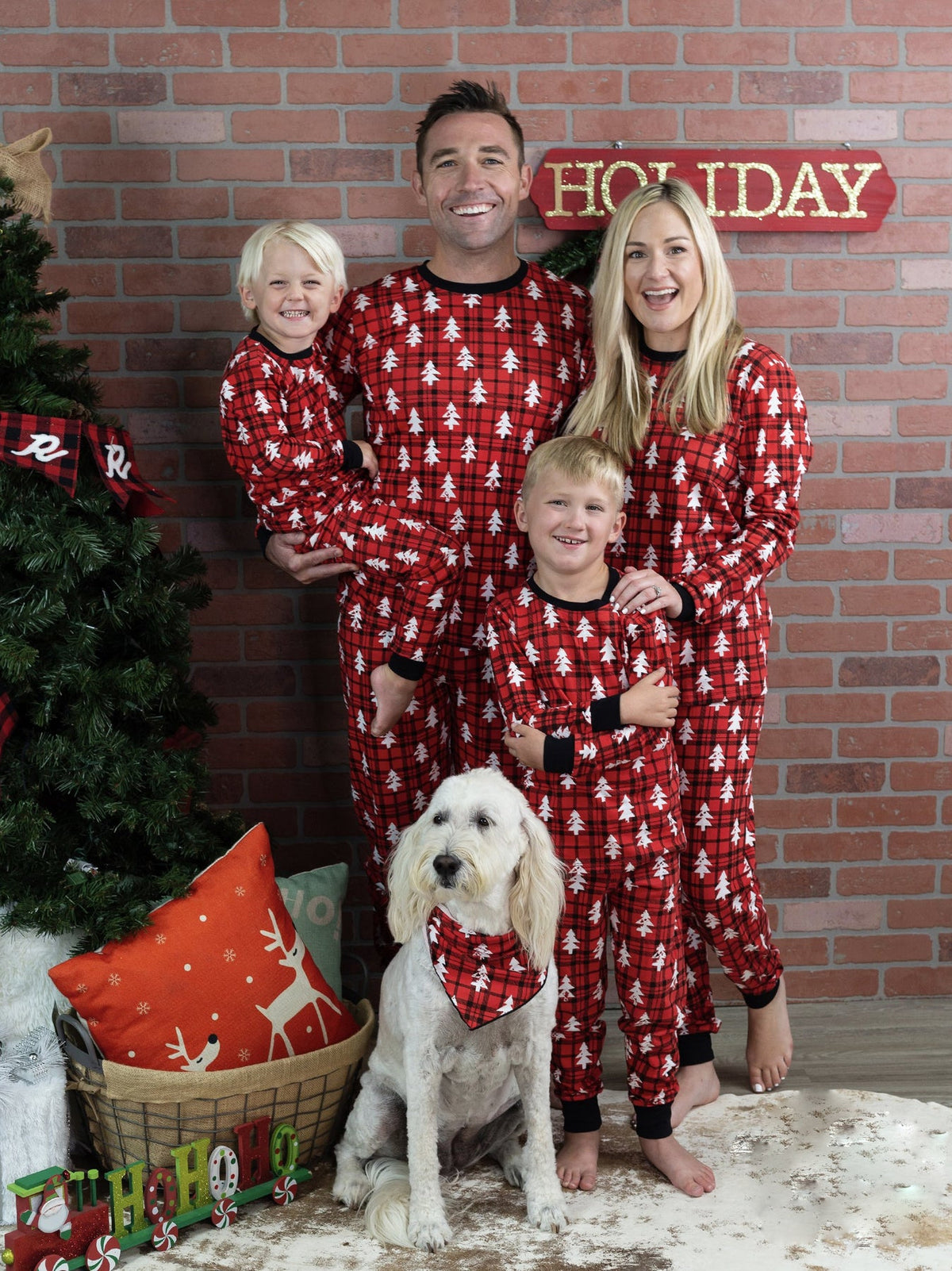 Red Christmas Tree Matching Family Pajama Set