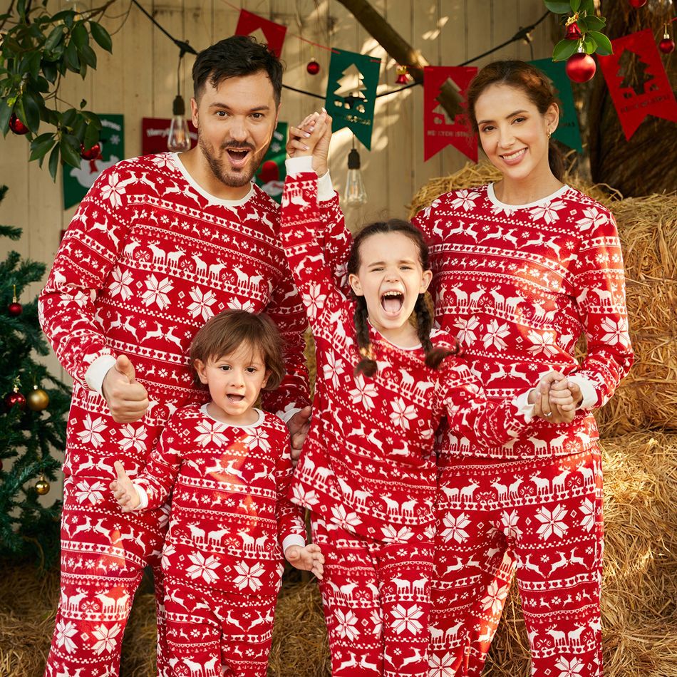 Red Christmas Deer Matching Family Pajama Set