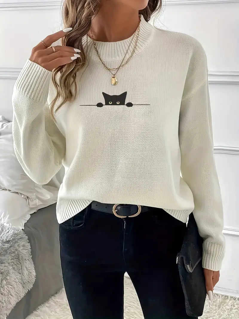 Meow in Black Sweater