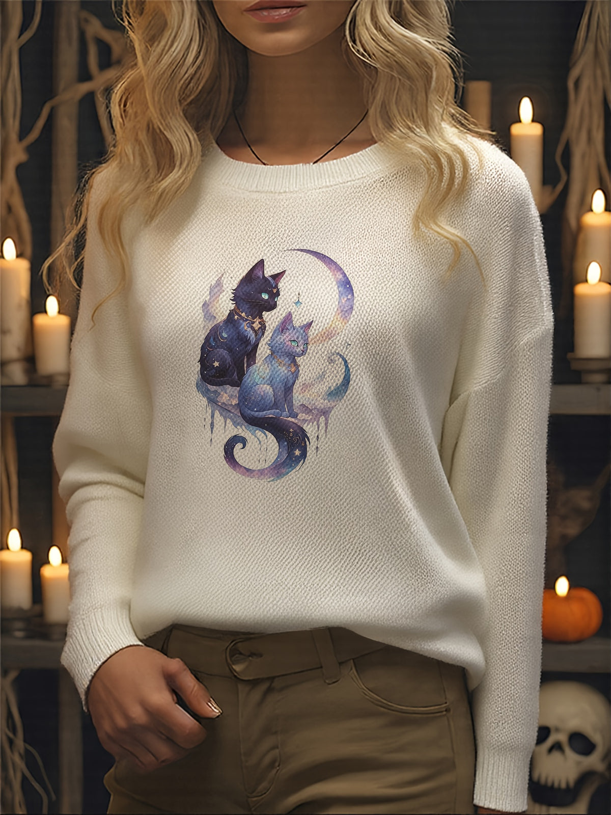 Moonlit Meow Magic Sweater