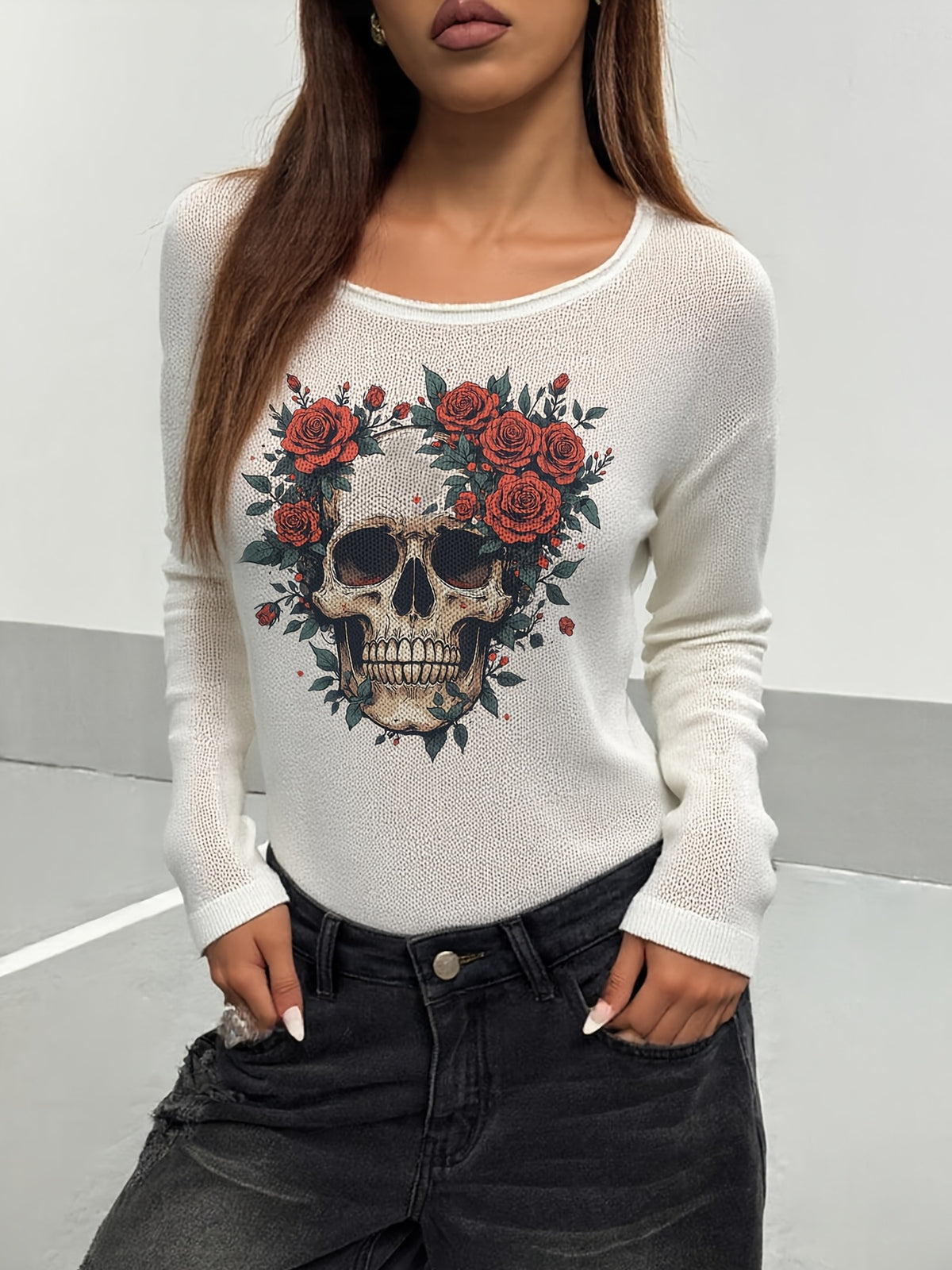 Blooming Skull Sweater