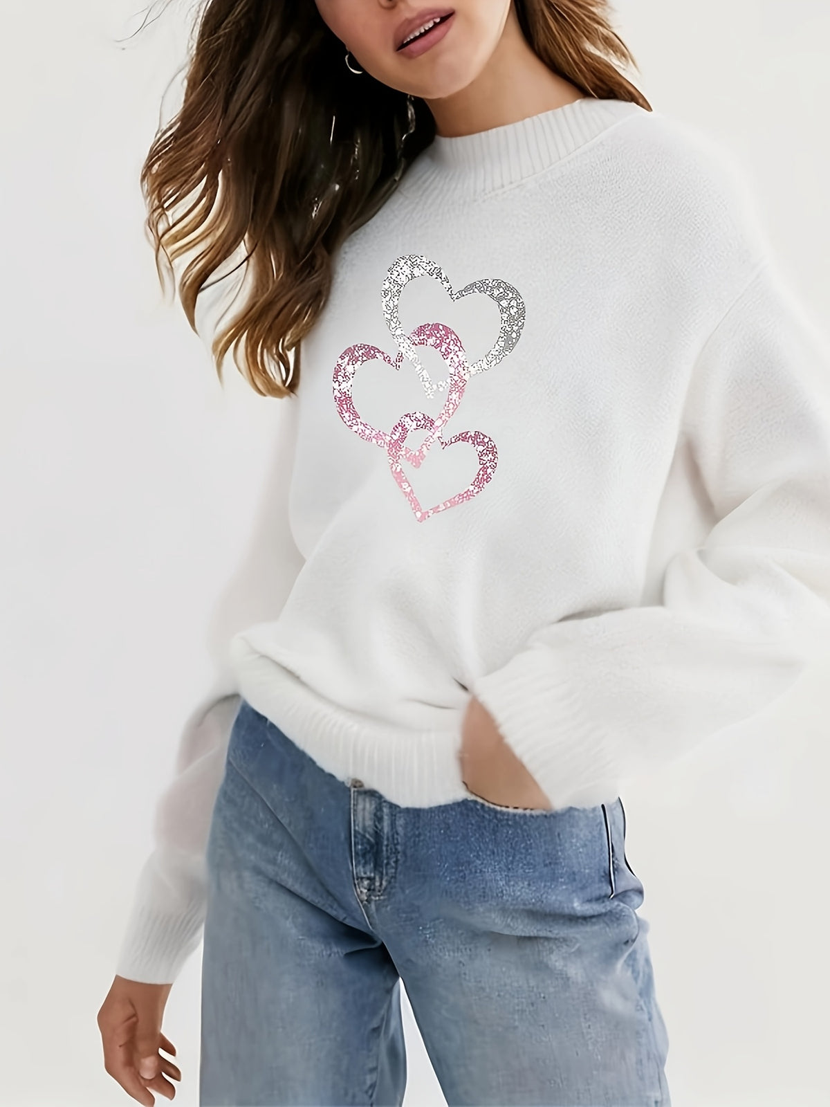 Triple Sparkle Heart Sweater
